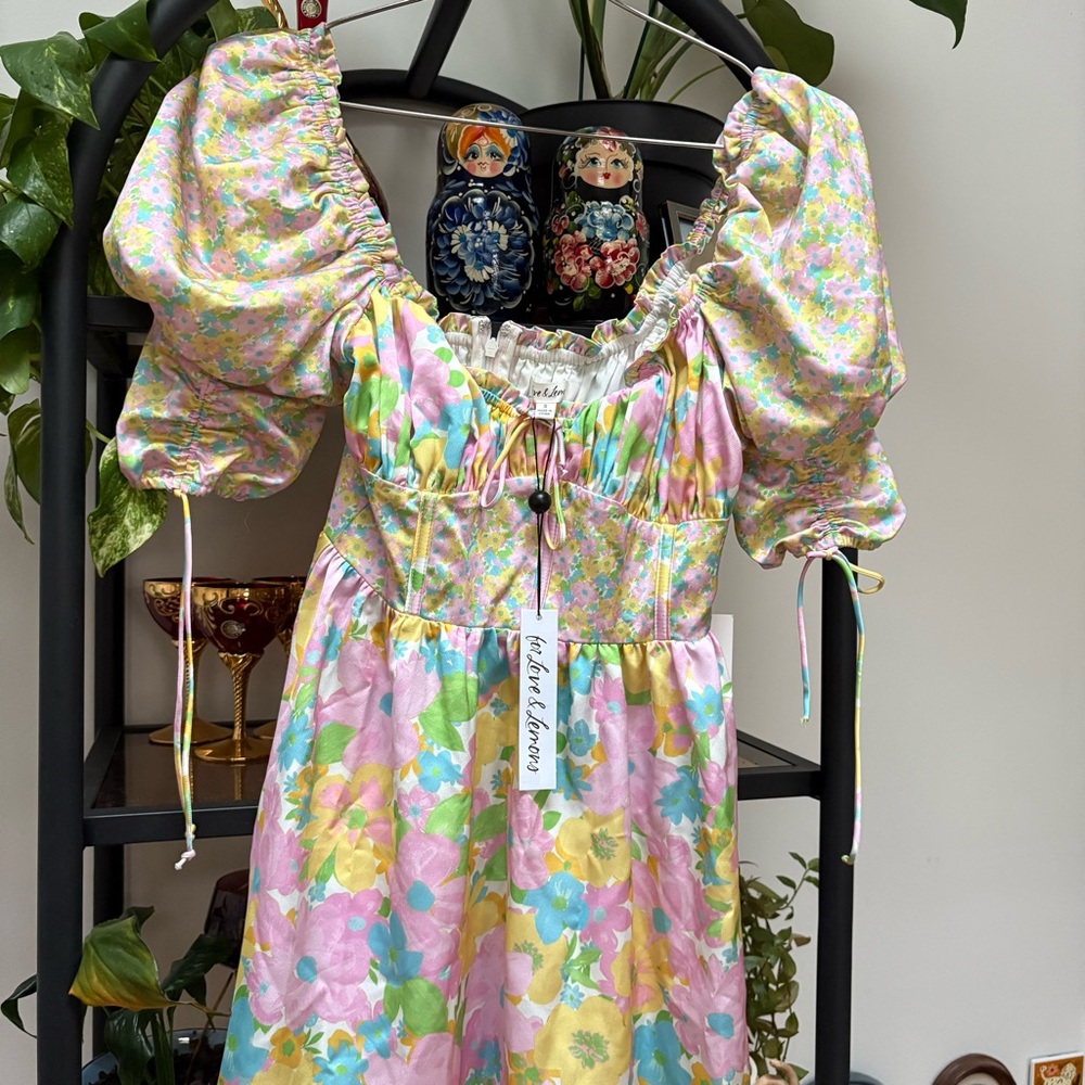For Love and Lemons Dress with Puff Sleeves